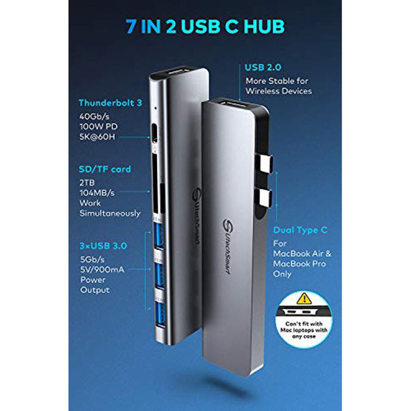 UtechSmart UCN331 Thunderbolt Multiport USB C Adapter | 7 in 2