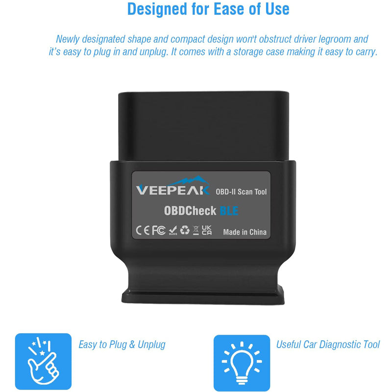 Veepeak OBDCheck BLE Bluetooth 4.0 OBD II Scanner Auto Diagnostic Scan Tool