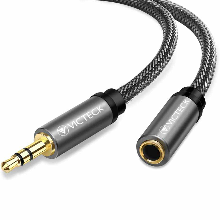 Victeck Nylon Braided Jack cord 3.5mm Stereo Male to Female Headset Extension Cable 3M Y-EX3M