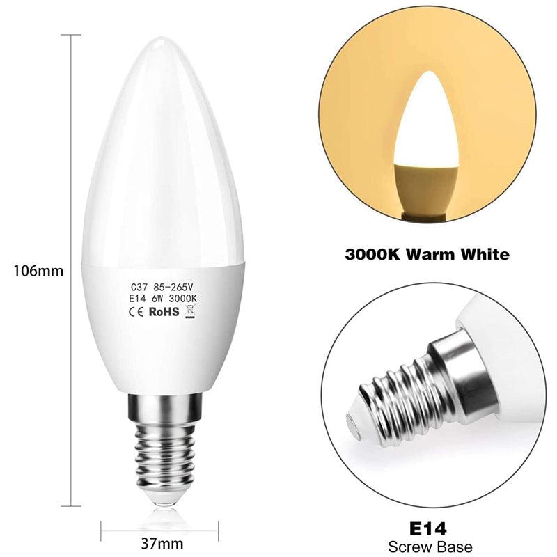 ZIKEY C37 LED Candle Light Bulbs, 6W/E14 3000K | 10 Pack - DealsnLots