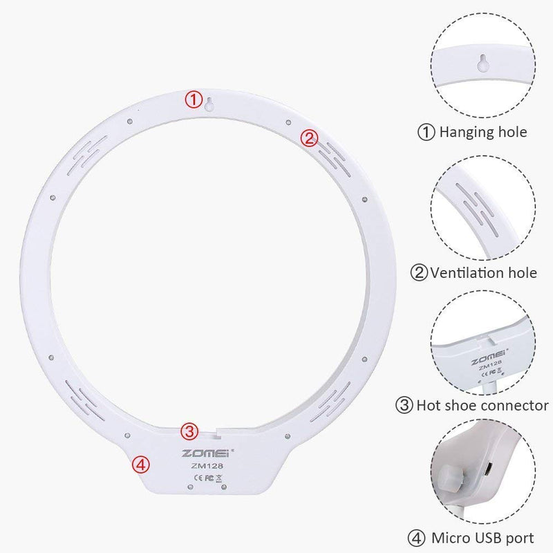 ZOMEI 10 Inch Dimmable LED Ring Light for Selfie Makeup with Mirror Phone Holder