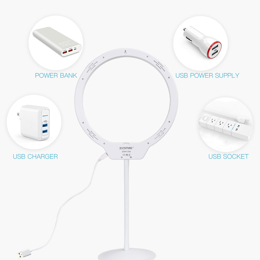 ZOMEI 10 Inch Dimmable LED Ring Light for Selfie Makeup with Mirror Phone Holder