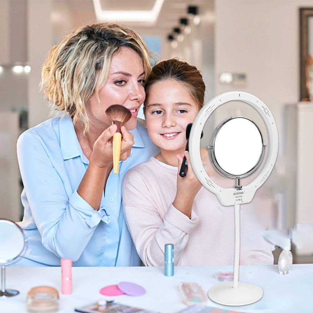 ZOMEI 10 Inch Dimmable LED Ring Light for Selfie Makeup with Mirror Phone Holder