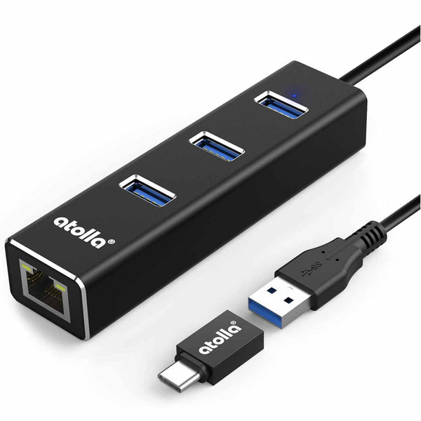 atolla USB hub 3-Port USB 3.0 Splitter RJ45+Gigabit Ethernet Network Adapter (301)