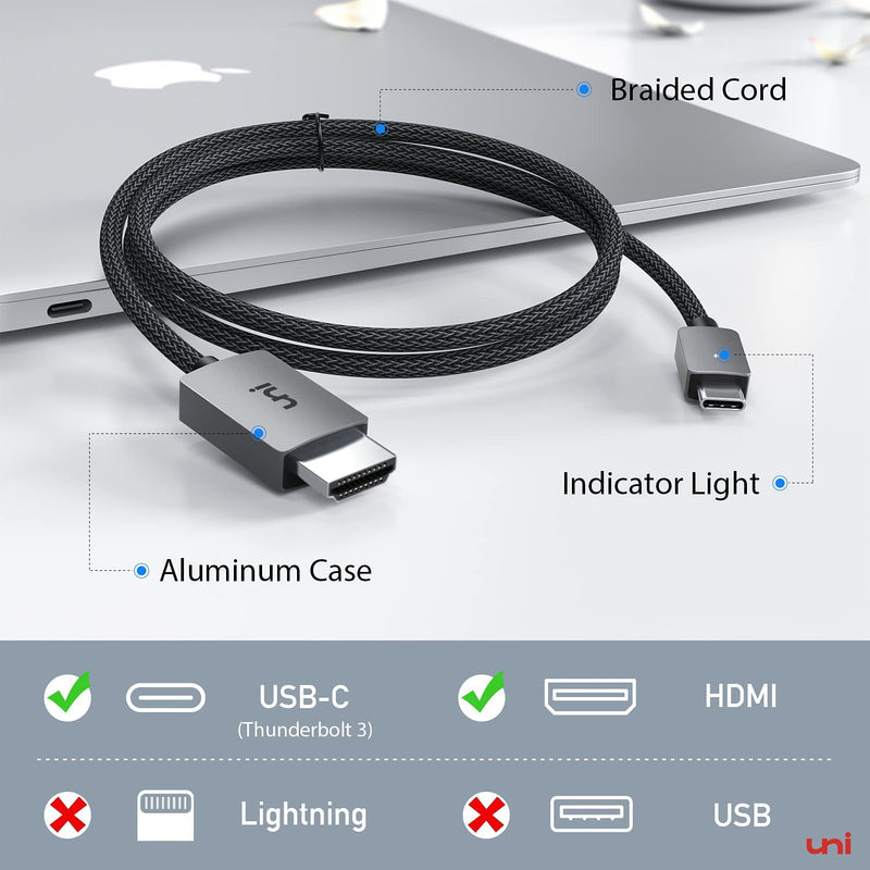 uni USB C to HDMI Cable, [4K, High-Speed] USB Type C to HDMI Cable 6ft